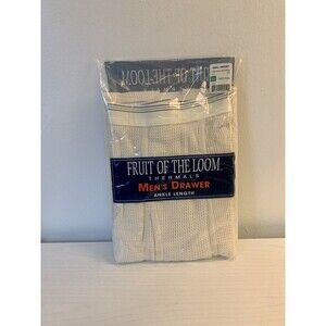 Fruit of the Loom Men's Thermal XL Drawer Ankle Length Natural NEW 1998 deadstoc